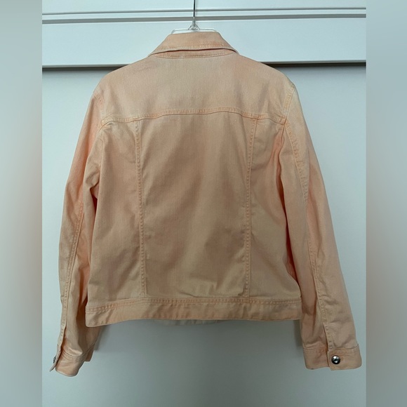 Chico’s Platinum Peach Studded Button down Jean Jacket Size L - Picture 6 of 12